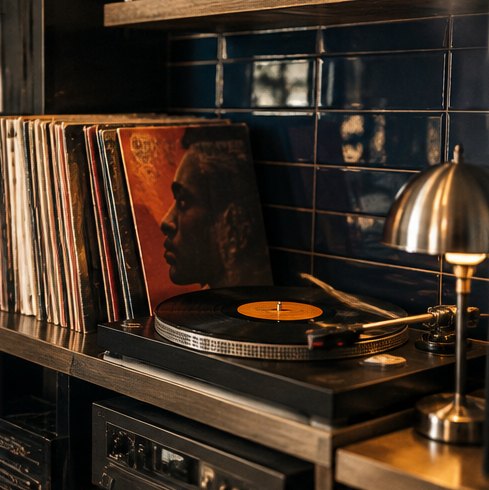 Concept visual: The record wall at AFTERHOURS